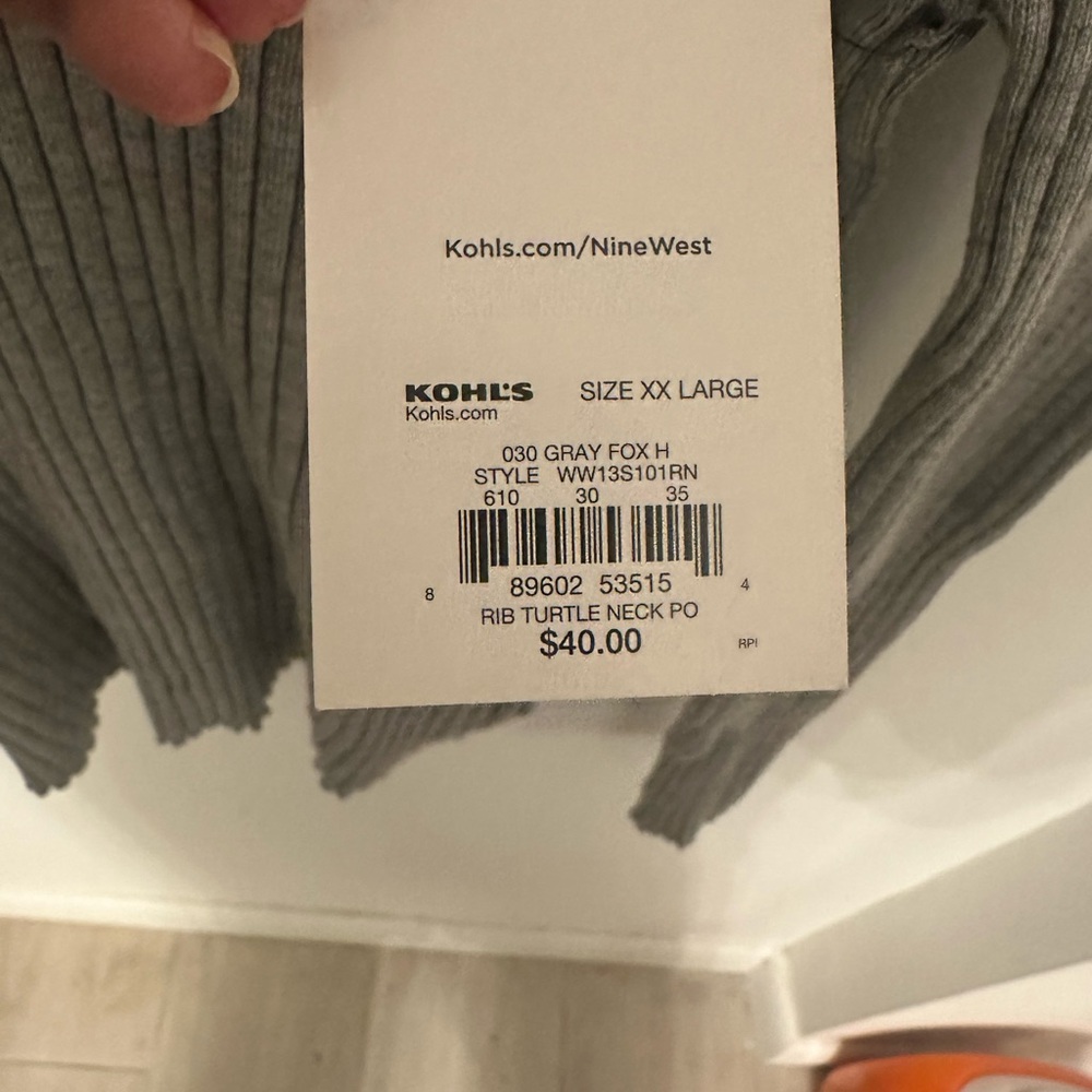 Nine West Gray Ribbed Turtleneck - Picture 3 of 3
